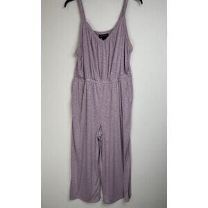 Lane Bryant 14/16P Spaghetti Strap Lavender Jumpsuit Wide Legs Pockets Stretch